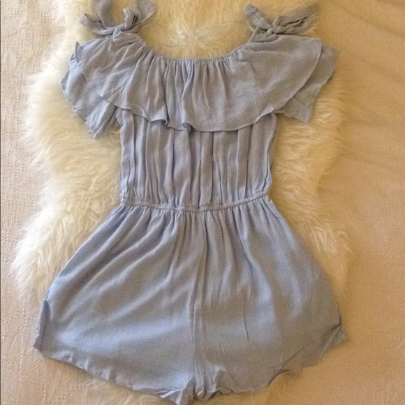 1 LEFT! Little Blue off shoulder Romper. - Picture 5 of 5